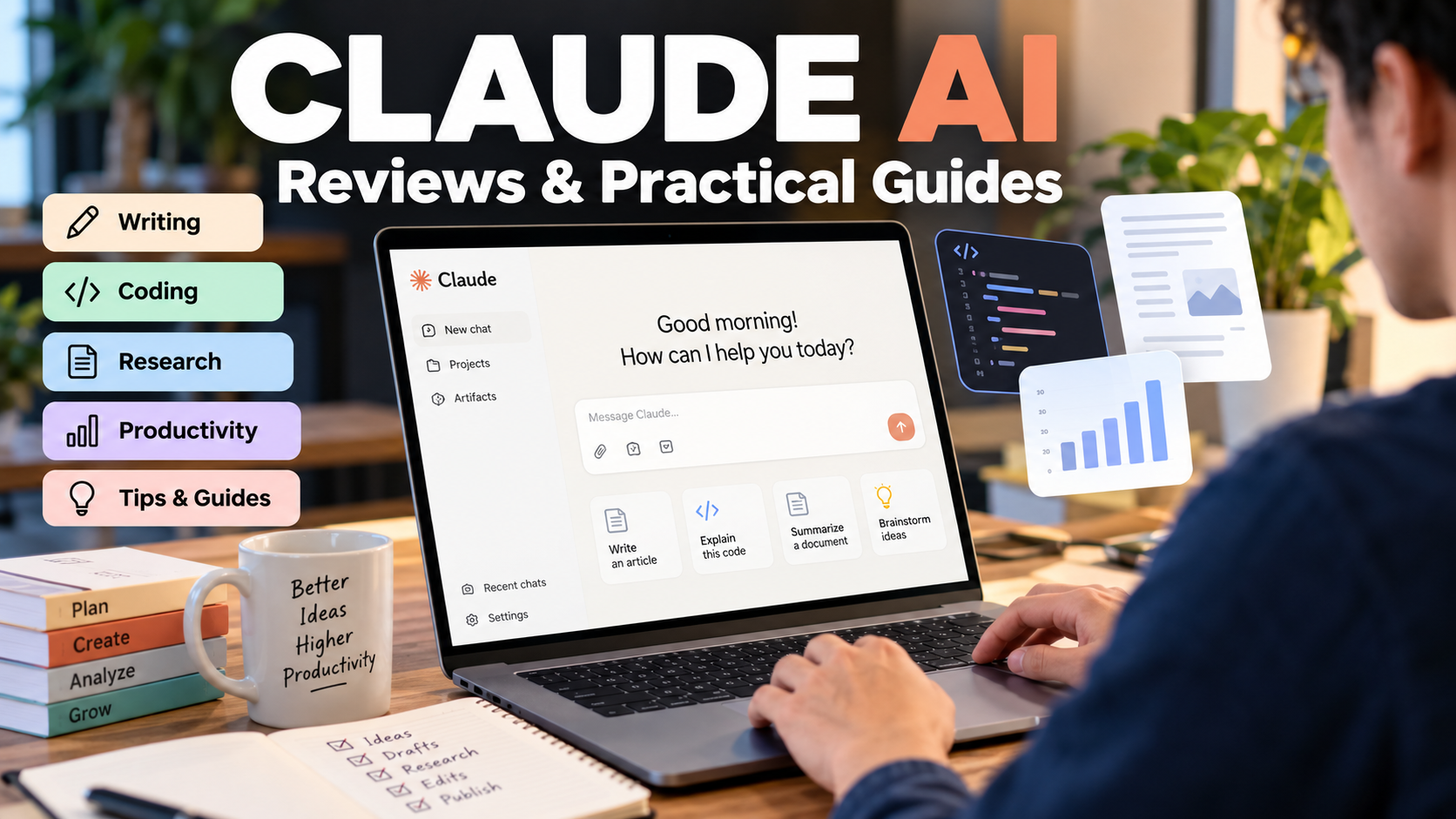 Claude AI reviews and practical guides for writing, coding, research and productivity