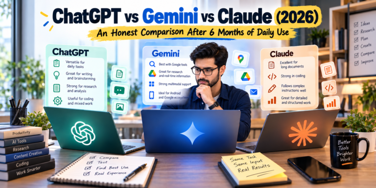 ChatGPT vs Gemini vs Claude 2026 comparison after six months of daily use